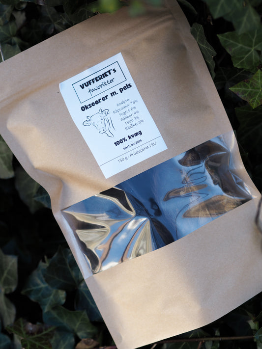 Vufferiet's favoritter Okseører m. pels - 150g