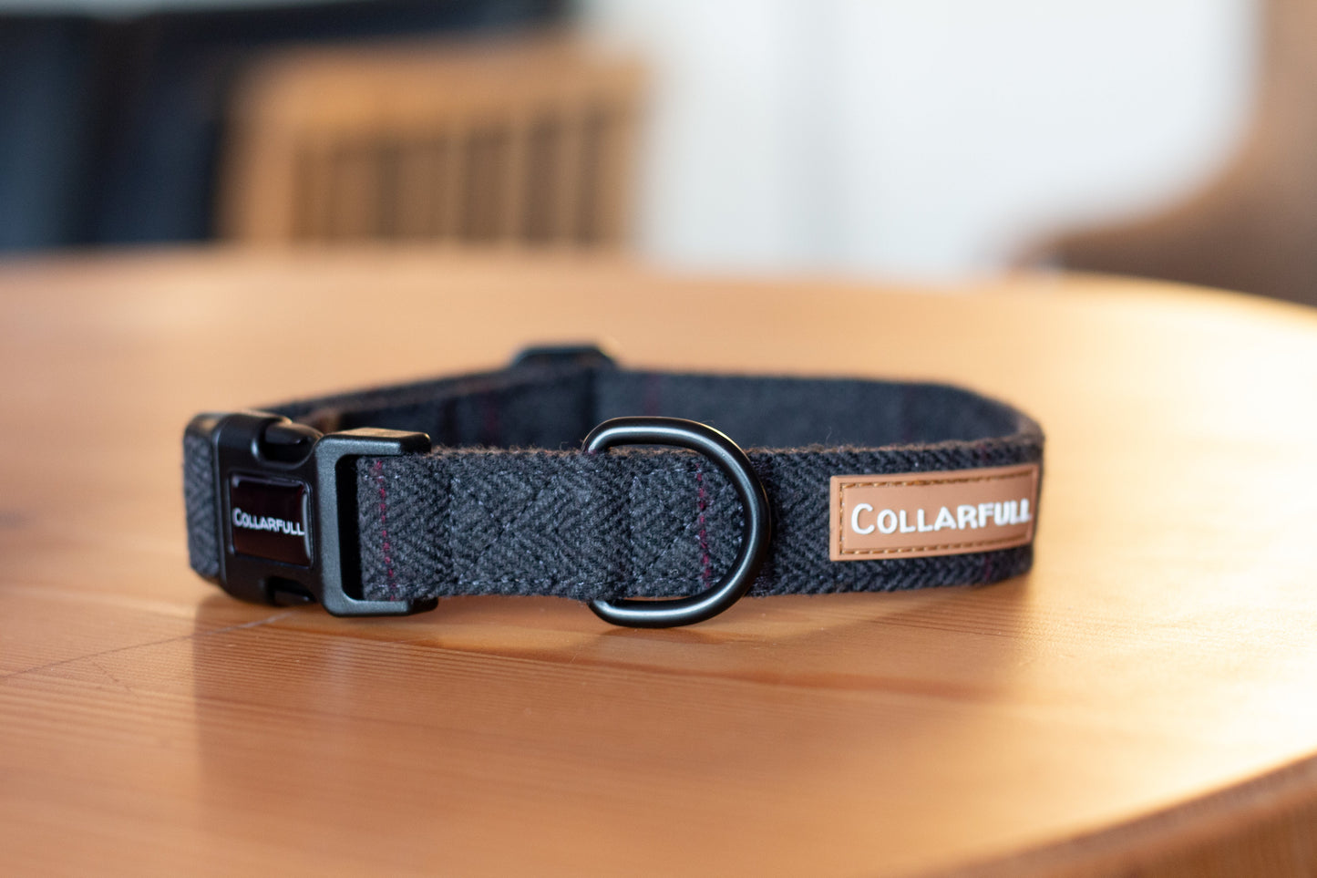 Halsbånd - Black Herringbone Tweed