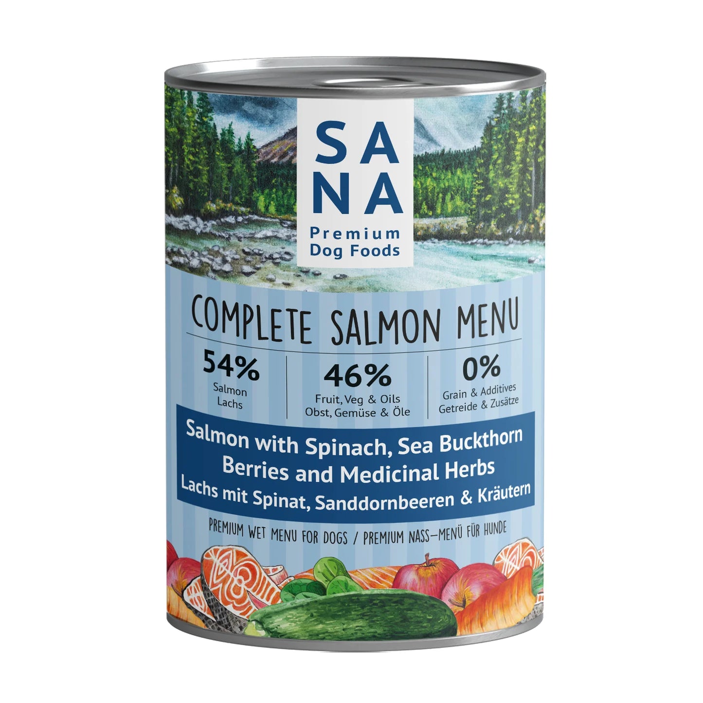 Sanadog Vådfoder Laks med spinat, havtornbær & urter - 400g