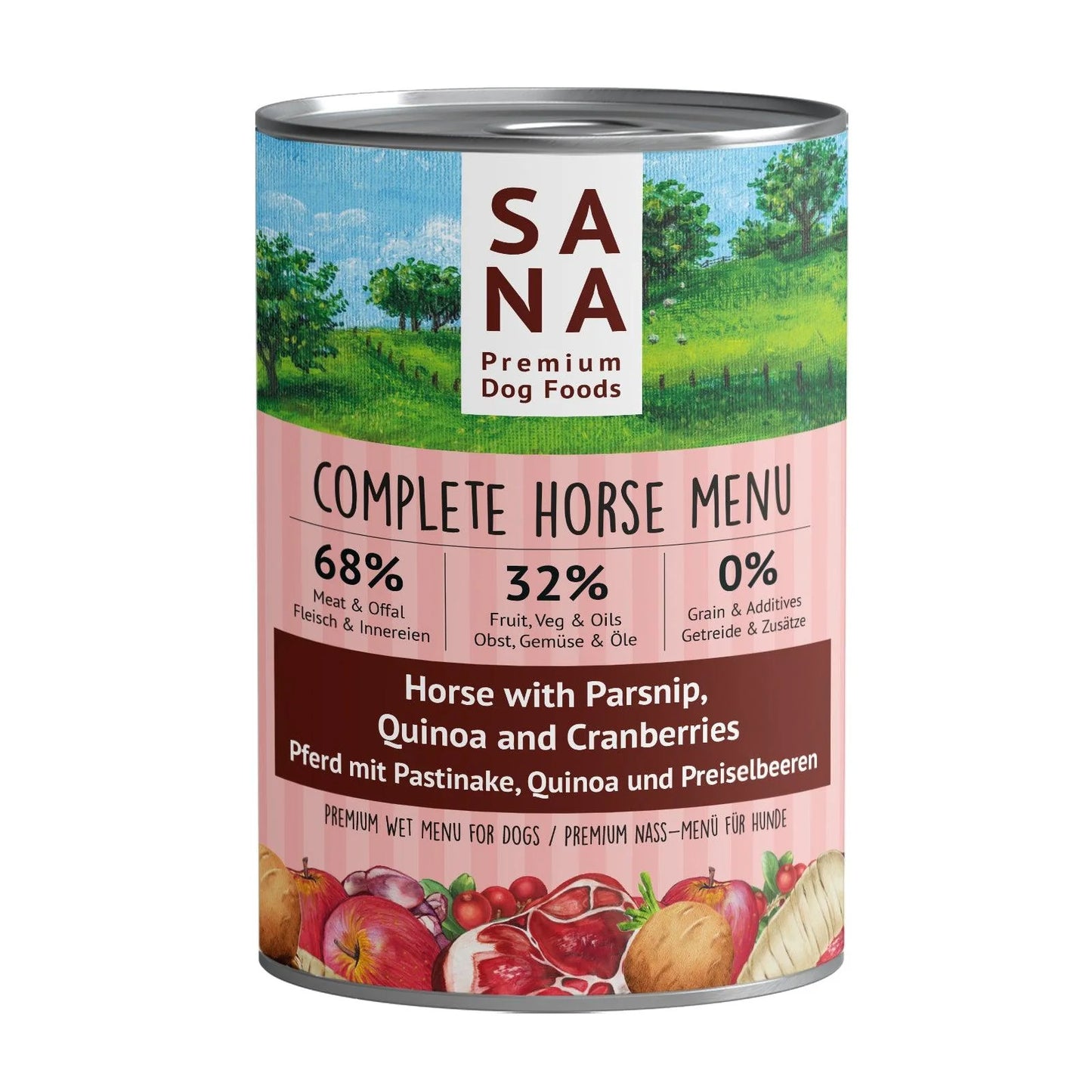 Sanadog Vådfoder med Hest, Pastinak, Quinoa og Tranebær - 400g
