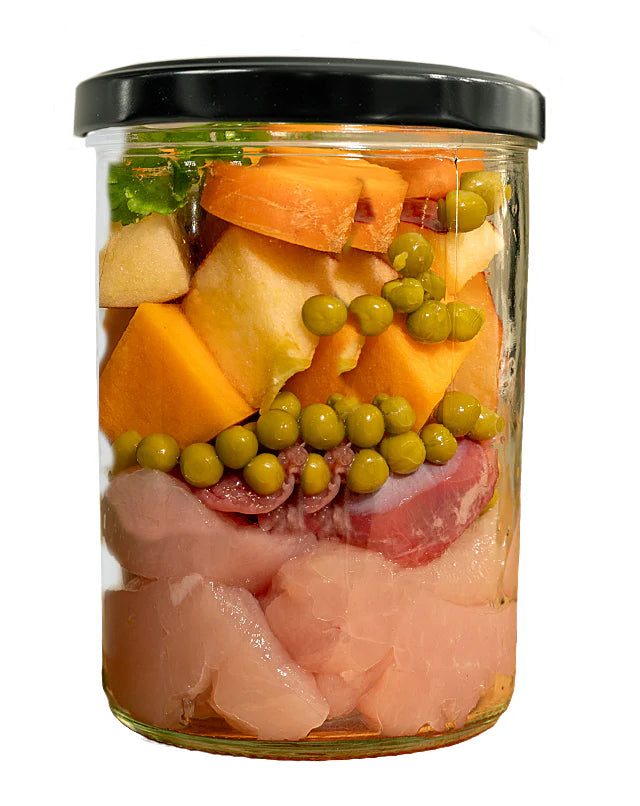 Fidelis - Frisktilberedt kylling med sød kartoffel, gulerod og æble (glas) - 400g