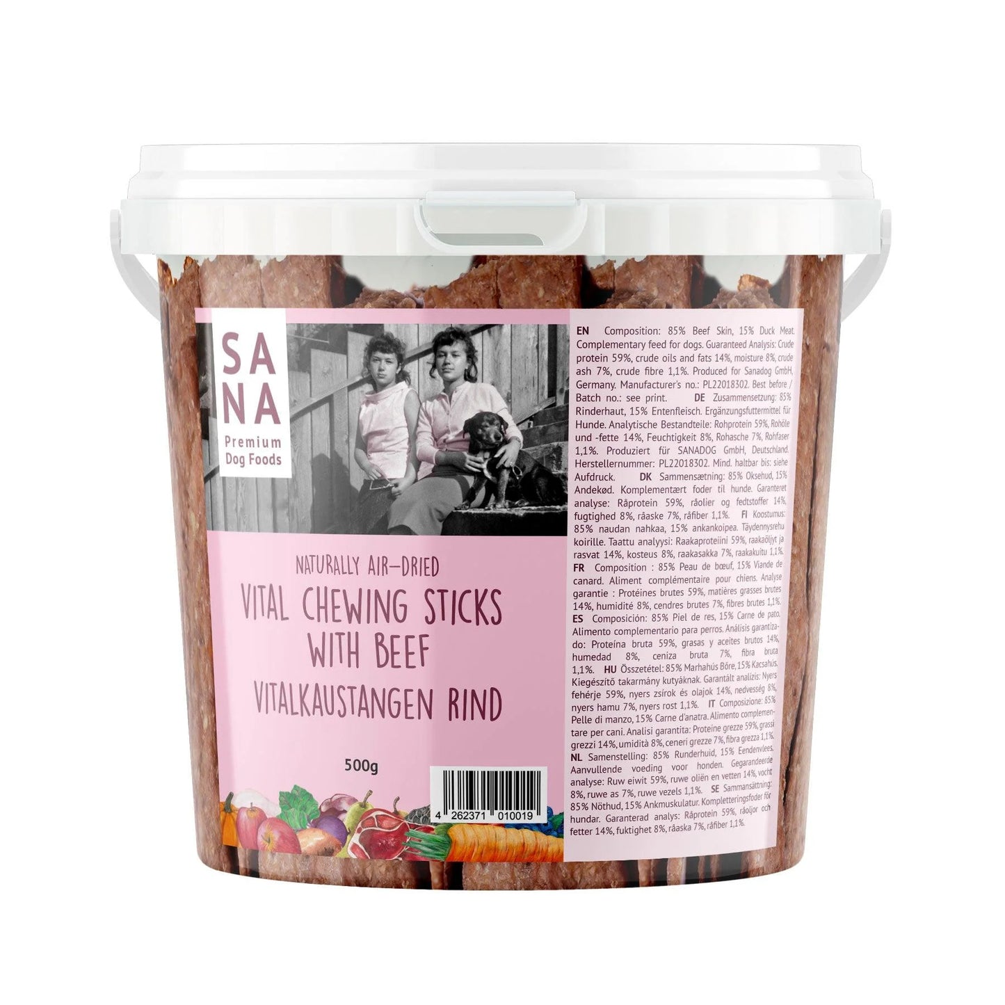 Sanadog tyggepinde med oksekød - 500g (spand)