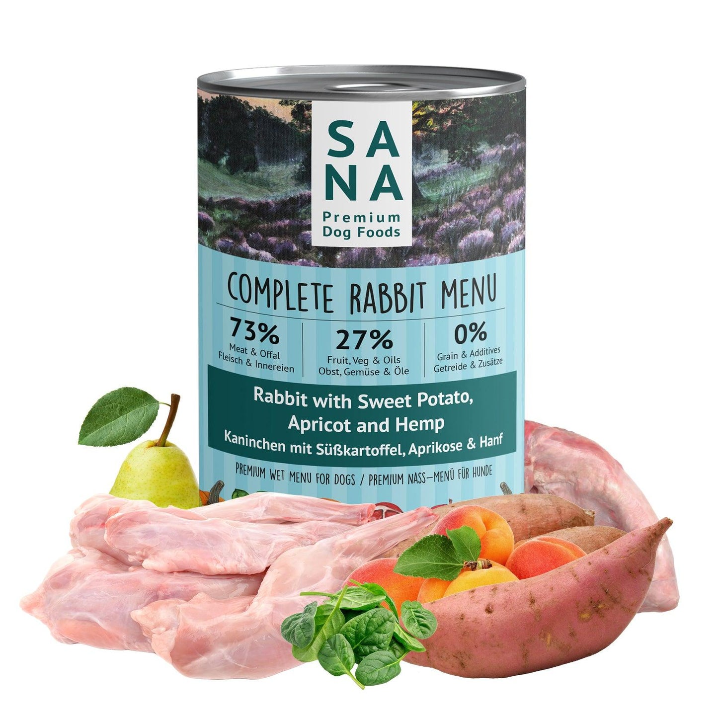 Sanadog Vådfoder med Kanin, Søde Kartofler, Abrikos og Hamp - 400g